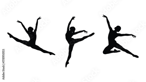 Graceful ballet dancer silhouettes isolated on white background, Vector