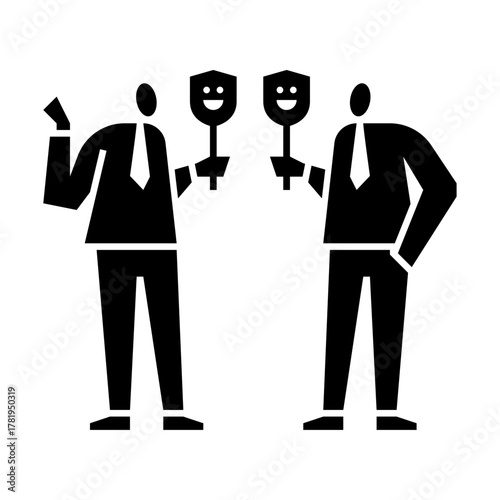 fake people glyph icon. politician illustration.