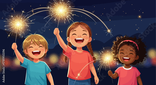 Cartoon woman in warrior pose on yoga mat in bright room.