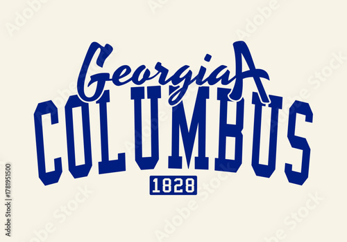 Retro college varsity typography columbus georgia state slogan with grunge effect for jersey, t-shirt, or wall art design - Vector