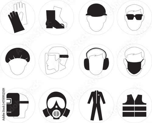 Personal Protective Equipment Icons Set