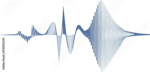 Abstract sound wave audio frequency line vector illustration on white background