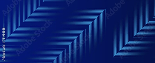 blue abstract background with geometric square line patterns in the corners, Futuristic Technology Concept