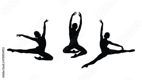 Ballet dancer silhouettes isolated on white background, Vector