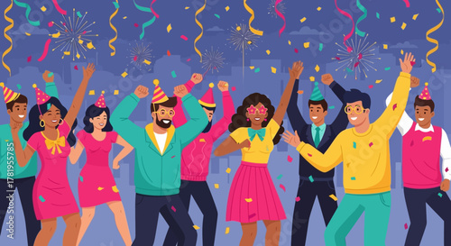 Cartoon woman in warrior pose on yoga mat in bright room.