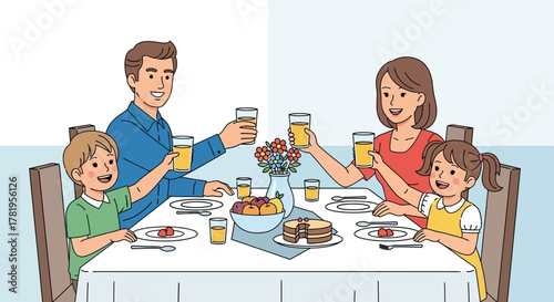 Cartoon woman in warrior pose on yoga mat in bright room.