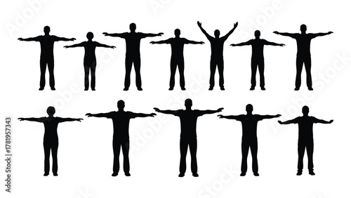 Human silhouette poses collection isolated on white background, Vector