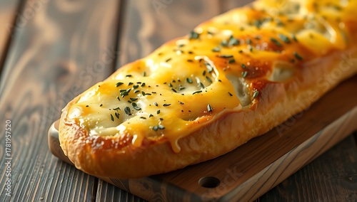 Golden Garlic Cheese Bread Loaf with Fresh Herbs, Homemade Bakery Style