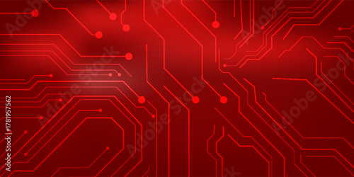 Red Circuit Board Technology Background. Suit for banner, web, brochure, pamflet and presentation