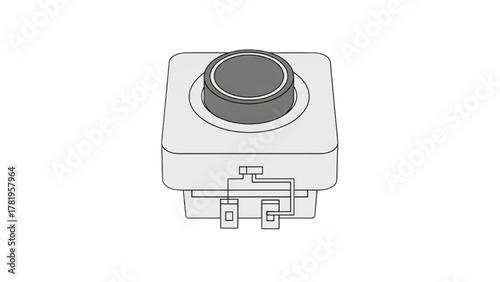 Line art illustration of a rotary encoder knob for user interface control and adjustment