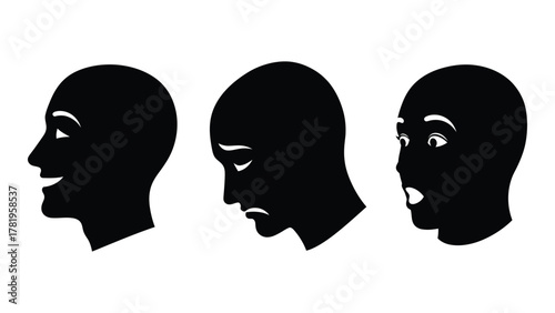 Human emotions silhouette set isolated on white background, Vector