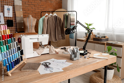 Interior of atelier with ta...