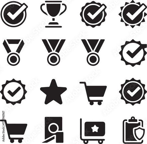 Achievement Icons Set Quality & Success Symbols