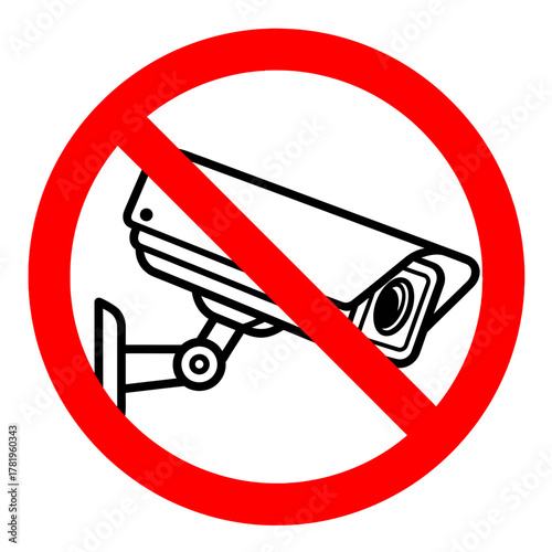 Security camera icon with a red prohibition symbol