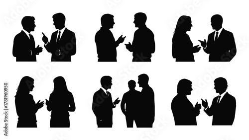 People talking silhouettes collection isolated on white background, Vector