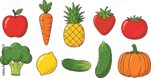 Collection Of Fresh Fruits And Vegetables