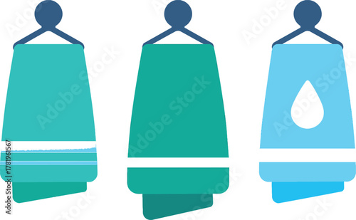 Colorful Towels Hanging on Racks Modern Bathroom Accessories with a Water Drop Design for Spa and Home Use