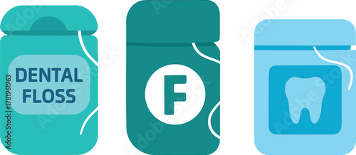 Dental Floss Containers in Various Colors for Oral Hygiene and Health Promotion Three Distinct Designs for Effective Cleaning