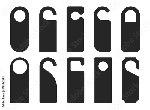 Door hanger icon set collection in flat style. Do not disturb card vector illustration on isolated background. Hotel room sign business concept.