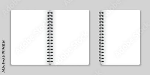 Realistic blank empty notebooks mockup icon in flat style. Paper notebook vector illustration on isolated background. Booklet sign business concept.