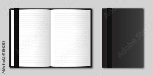 Realistic notebook mockup icon in flat style. Notepad vector illustration on isolated background. Booklet sign business concept.