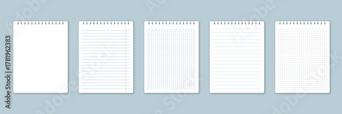 Realistic blank empty lined notebooks mockup icon in flat style. Paper line notebook vector illustration on isolated background. Booklet sign business concept.