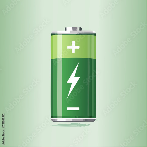 Illustration design plat de batterie chargée verte