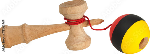 Принти на полотні Wooden kendama toy isolated on white background