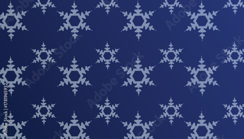 Seamless snowflakes Pattern on blue gradient Background for Festive Decorations and Holidays. Christmas Background