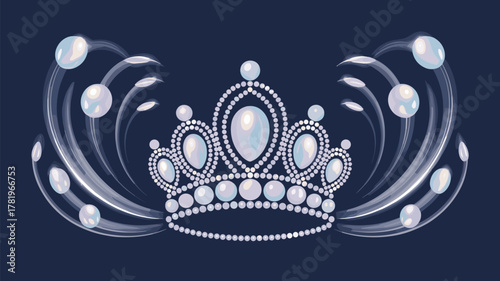 Crown Jewel Design Isolated Pearl Princess Royal Headwear