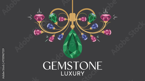 Gemstone Luxury Jewelry Illustration Vector Logo Design