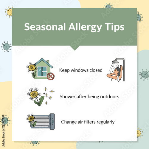 Informative Infographic with Seasonal Allergy Relief Tips.