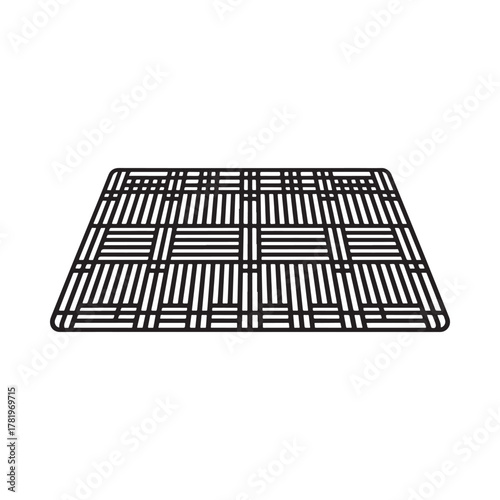 Black outlined illustration of a rectangular woven mat or grate