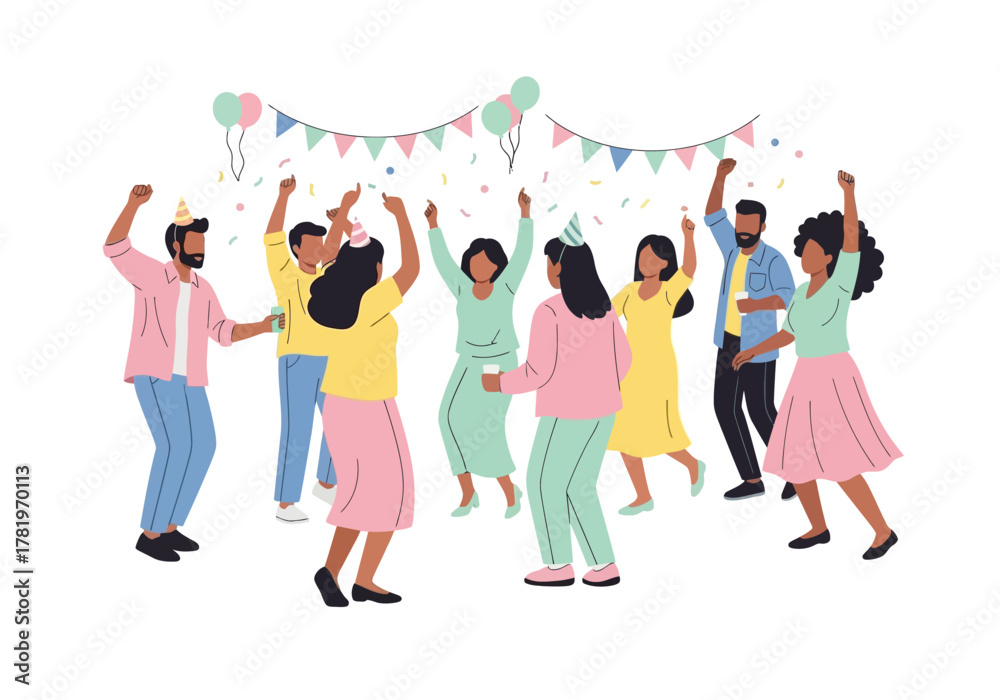 Naklejka premium Joyful Celebration Group of People Dancing at a Party.