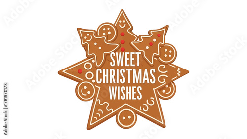 Sweet Christmas Wishes: Festive gingerbread cookies form a star, spreading holiday cheer and warm wishes, perfect for seasonal greetings.