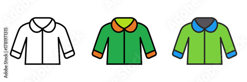 Set of minimalist shirt icons with transparent background, depicting apparel symbols for casual wear, garment design, fashion elements, and clothing store signs, vector illustration