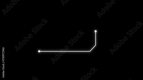 Minimalist Neon Line Graphic Element Animated Abstract Shape With Glowing Dots On Black
