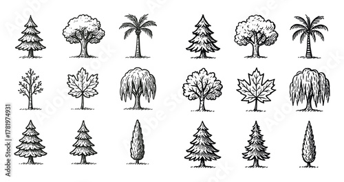 Hand-Drawn Tree Icons