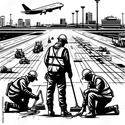 Airport Runway Maintenance Crew