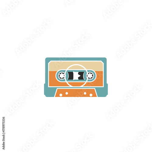 Retro Audio Cassette Tape Icon Illustration.