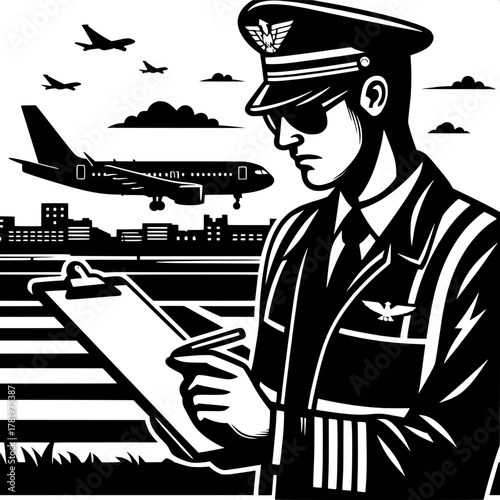 Runway Safety Officer with Clipboard