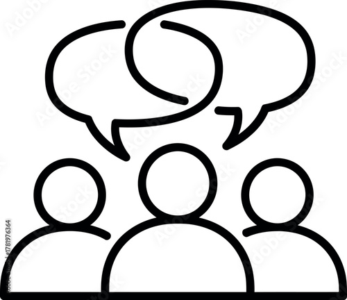 Vector Illustration of a Group Chat Icon with Speech Bubbles, Representing Communication and Social Interaction