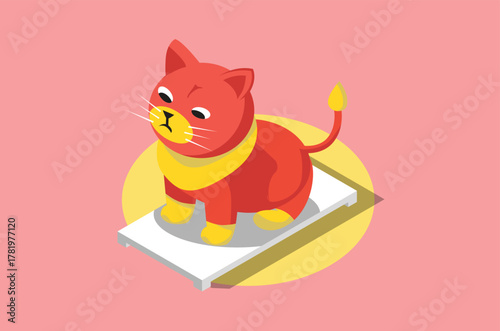 Vector illustration of zodiac cat, with 3d isometric style Suitable for Infographics, Game Assets and Other Graphic Related Assets