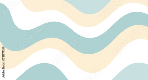 Abstract background with smooth flowing wavy lines in a calm pastel color palette. Modern minimalist graphic design for wallpaper or backdrop