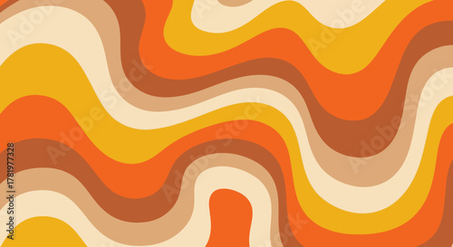 Retro Wavy Pattern in Warm Earth Tones for a Textured and Abstract Design Background