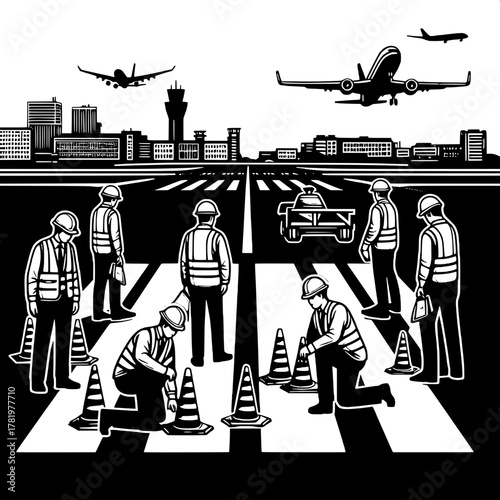 Runway Safety Team with Cones