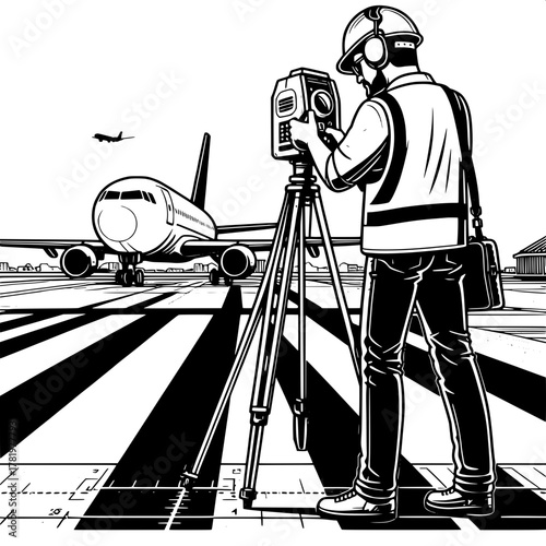 Worker Operating Runway Measuring Device