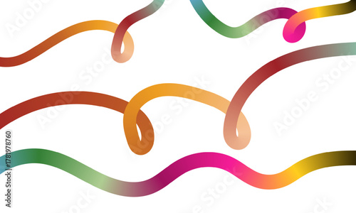 Colorful ribbons in abstract formation on a white background illustration