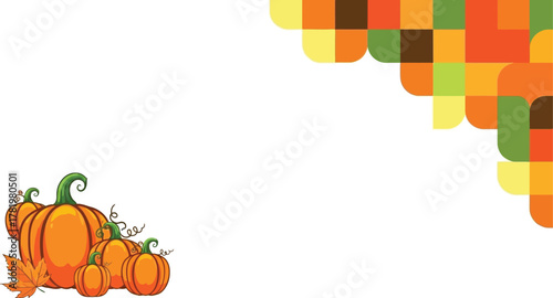 Celebrate Thanksgiving with this festive pumpkin patch illustration and retro geometric design for your cards, invitations, and seasonal marketing campaigns