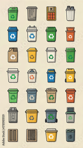 Recycling Bin Icons A Comprehensive Collection of Waste Management Symbols for Eco-Friendly Living